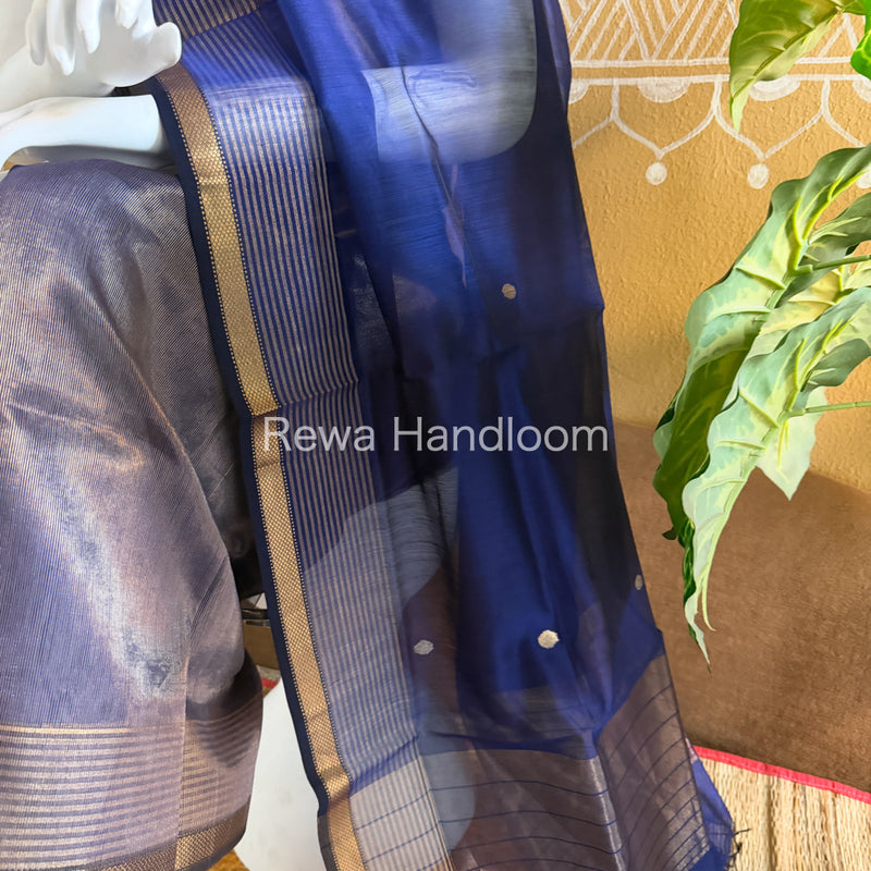 Maheshwari Blue Tissue Top Dupatta Sets TBTS103