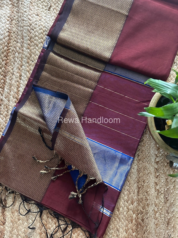 Maheshwari Zari Border Plain Saree