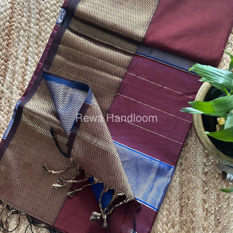 Maheshwari Zari Border Plain Saree