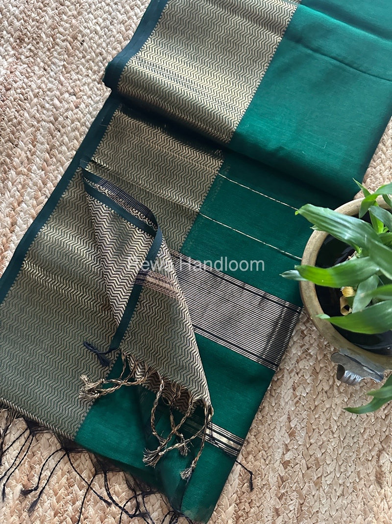 Maheshwari Zari Border Plain Saree