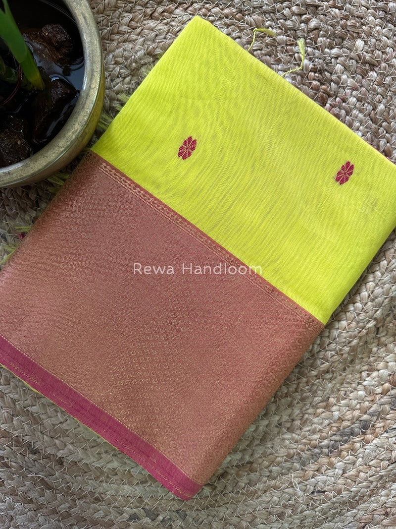 Maheshwari Yellow Zari Skirt Butti Saree ZSB0114