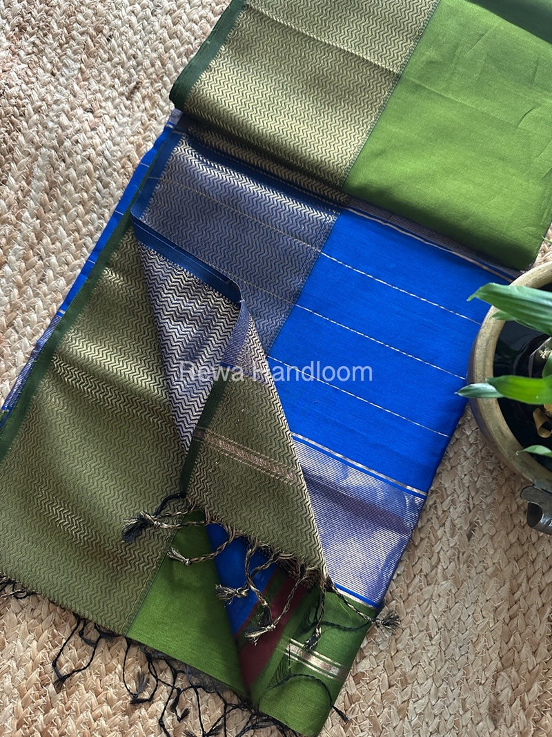 Maheshwari Zari Border Plain Saree