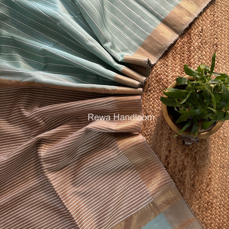 Maheshwari Sky Blue Gichha Thread Lining Saree GTLS002