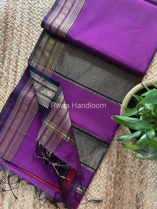 Maheshwari Zari Border Plain Saree