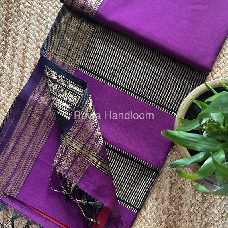 Maheshwari Zari Border Plain Saree