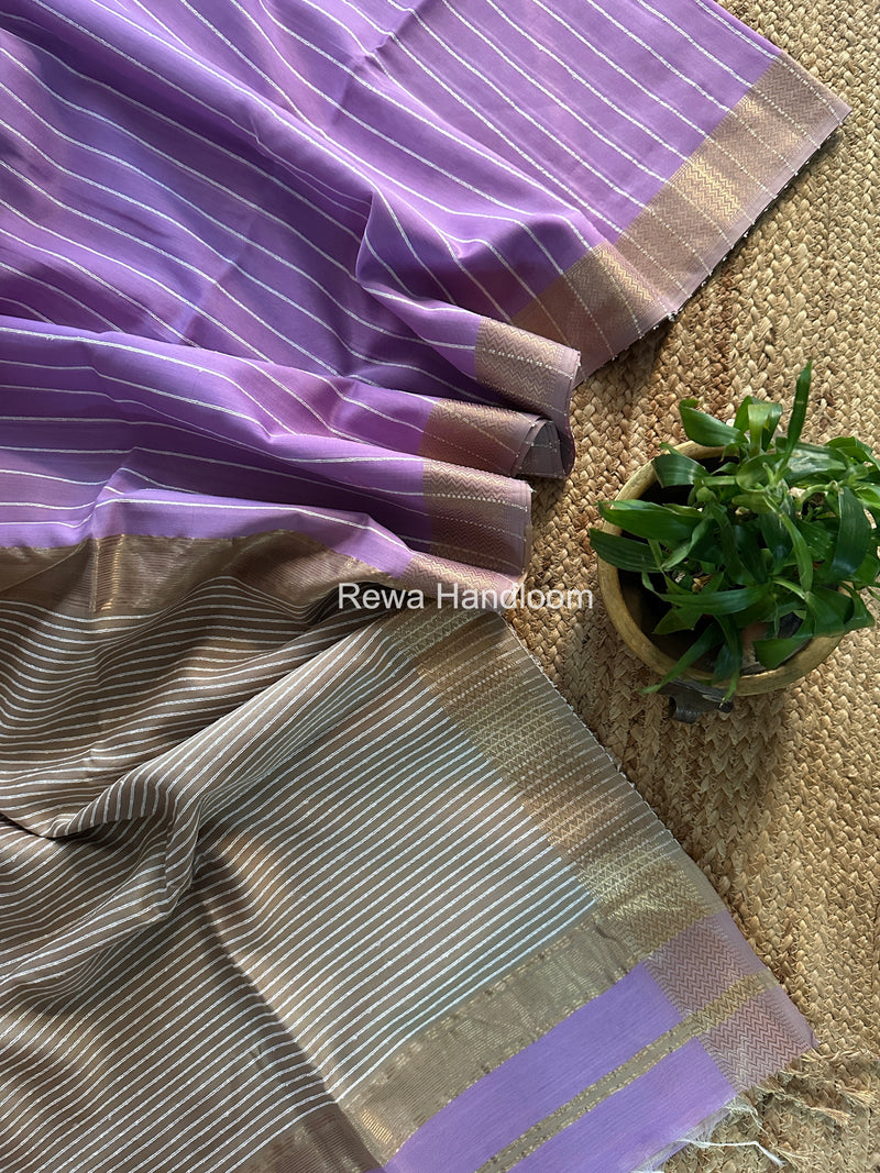 Maheshwari Lavender Gichha Thread Lining Saree GTLS007