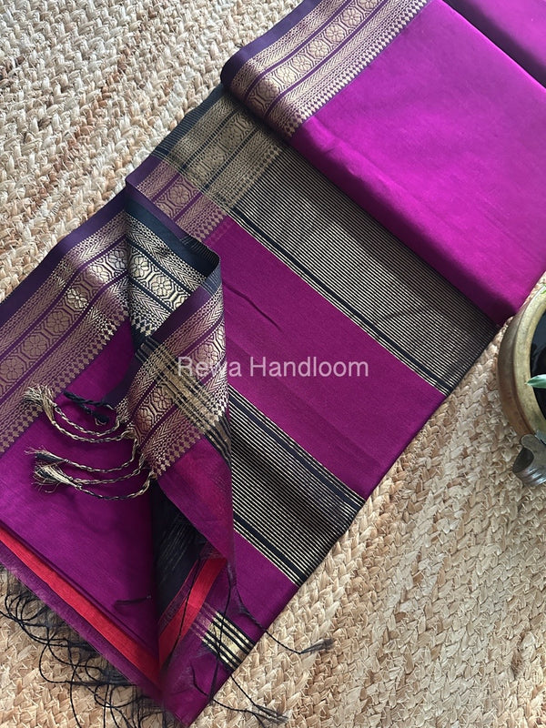 Maheshwari Zari Border Plain Saree