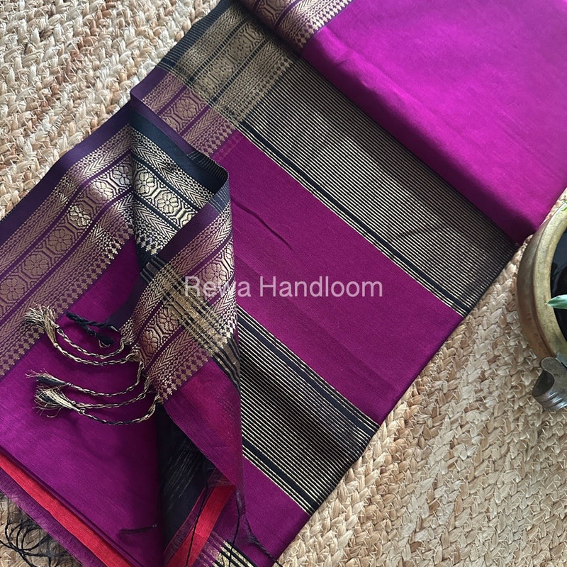 Maheshwari Zari Border Plain Saree