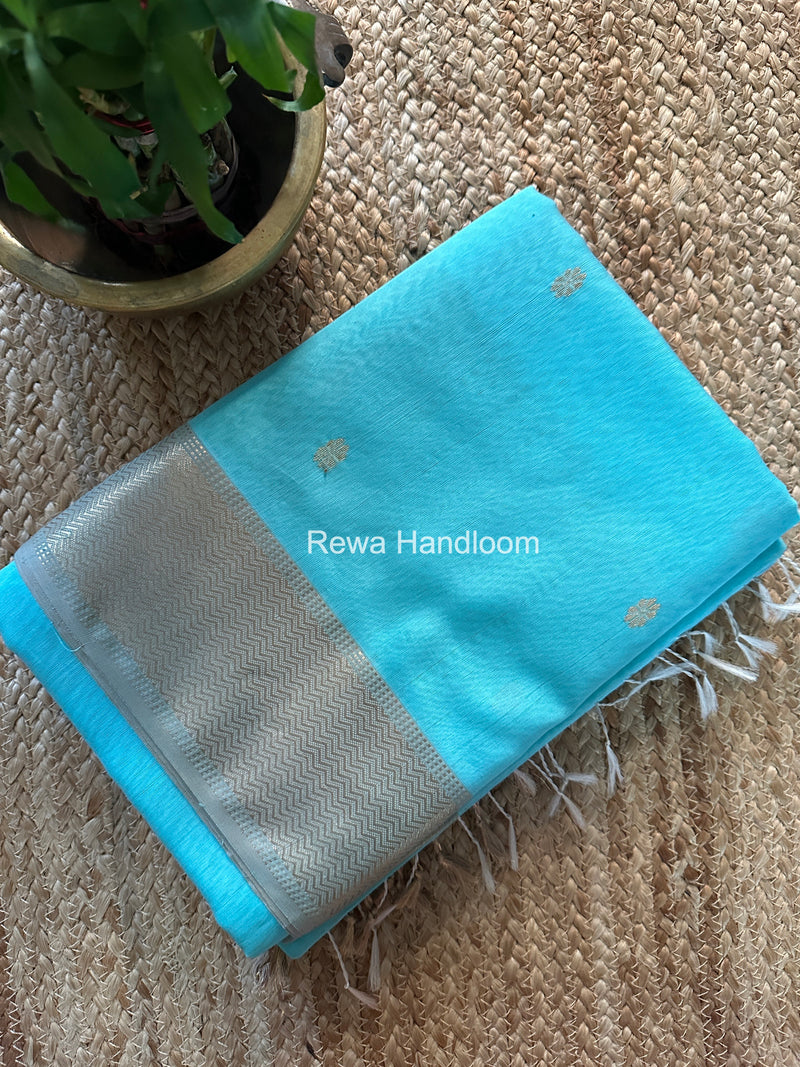 Maheshwari Sky Blue Flower Butti Saree JBS092
