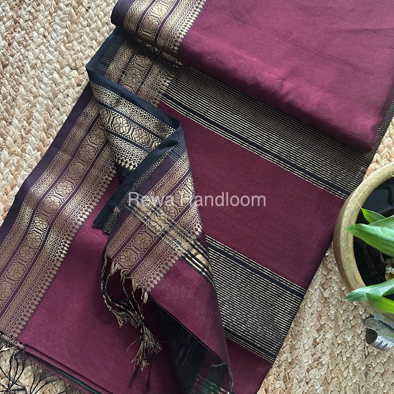Maheshwari Zari Border Plain Saree