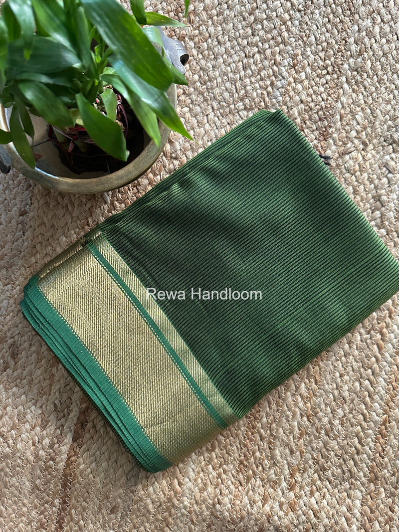 Exclusive Maheswari Self Checks Parrot Green Saree MCS091