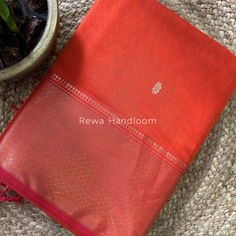 Maheshwari Orange Zari Skirt Butti Saree ZSB0109