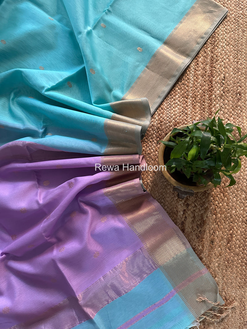 Maheshwari Sky Blue Flower Butti Saree JBS092