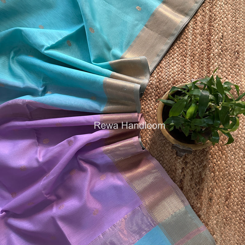 Maheshwari Sky Blue Flower Butti Saree JBS092