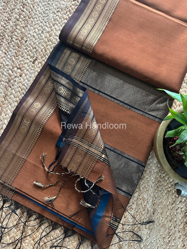 Maheshwari Zari Border Plain Saree 