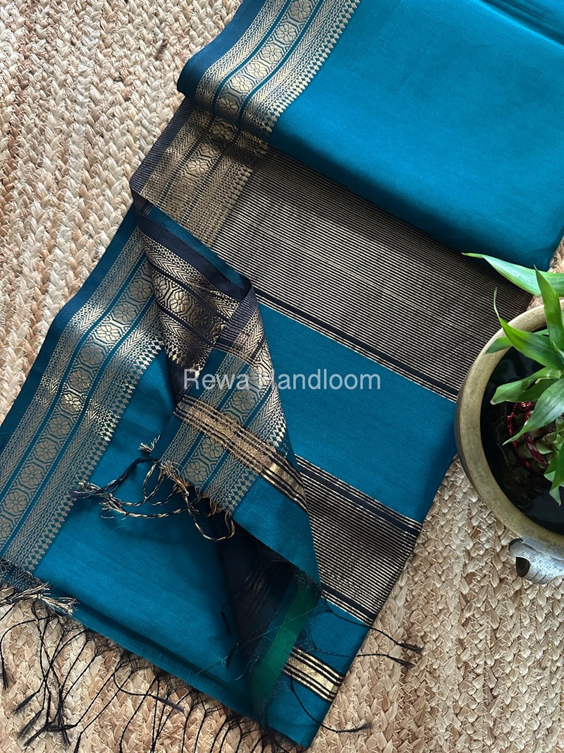 Maheshwari Zari Border Plain Saree