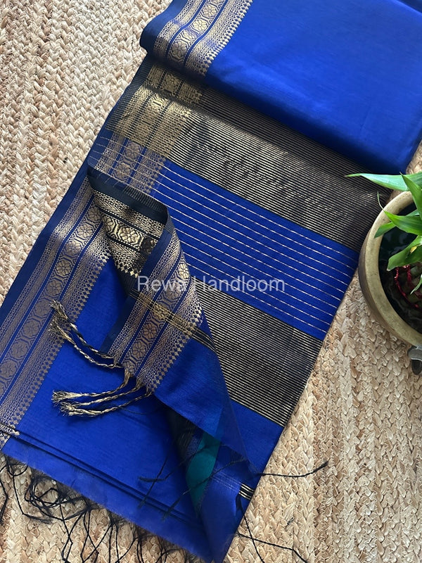 Maheshwari Zari Border Plain Saree