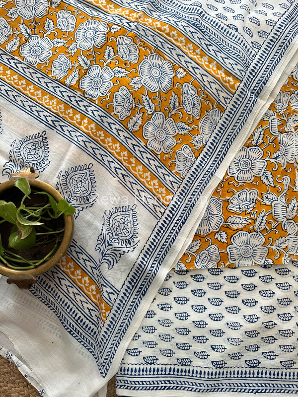  Yellow-White Indigo Bagh Print Suit BCIP02