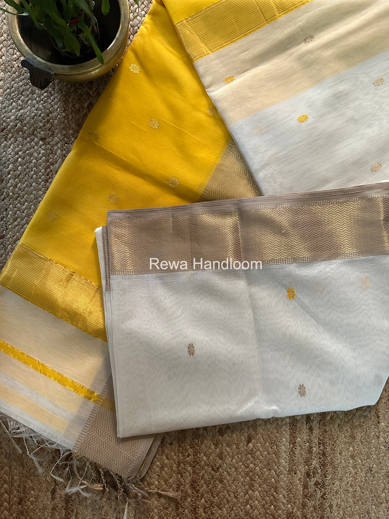 Maheshwari White Flower Butti Saree JBS091