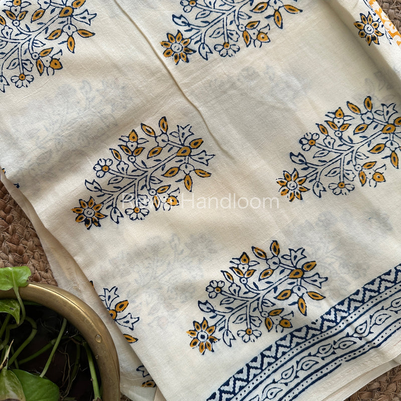 White-Yellow Indigo Bagh Print Suit BCIP01