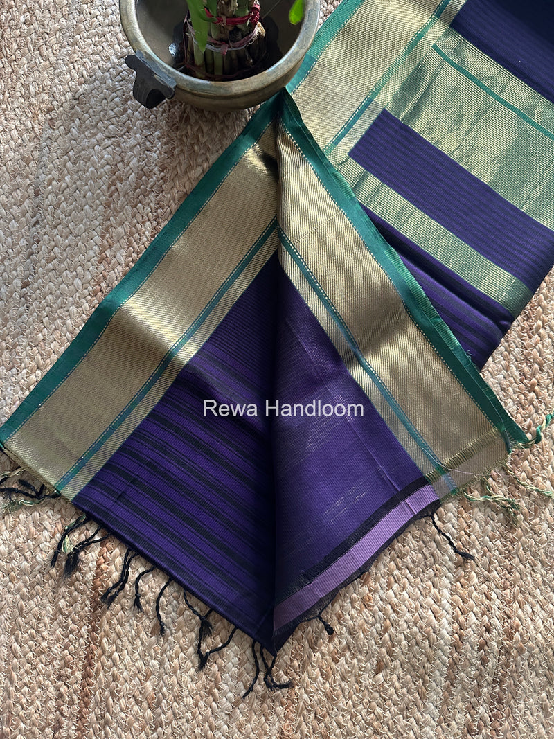 Exclusive Maheswari Self Checks Purple Saree MCS089