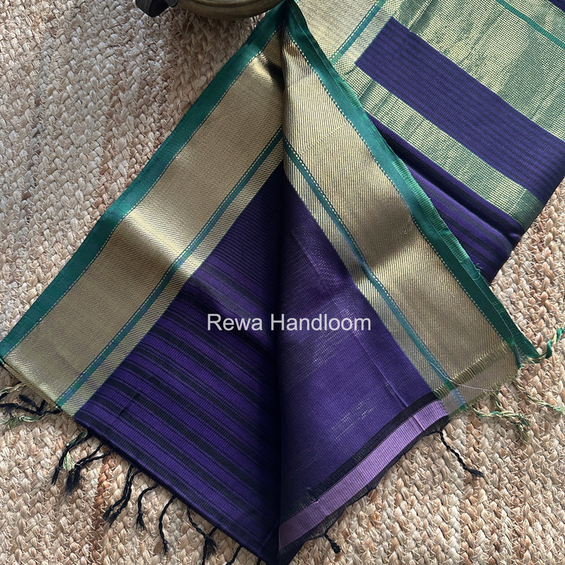 Exclusive Maheswari Self Checks Purple Saree MCS089
