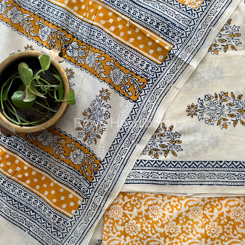 White-Yellow Indigo Bagh Print Suit BCIP01