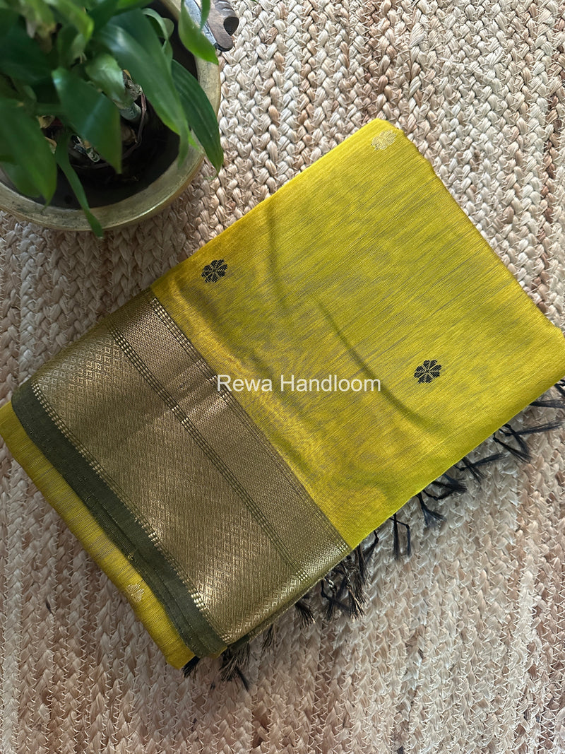 Maheshwari Mehendi Green Flower Butti Saree JBS090