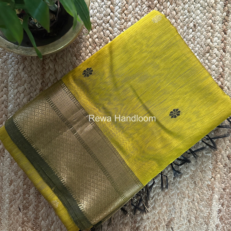 Maheshwari Mehendi Green Flower Butti Saree JBS090