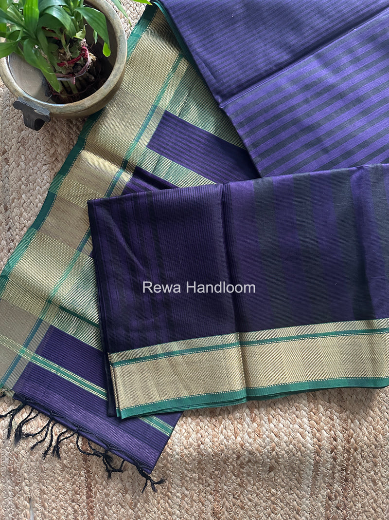 Exclusive Maheswari Self Checks Purple Saree MCS089