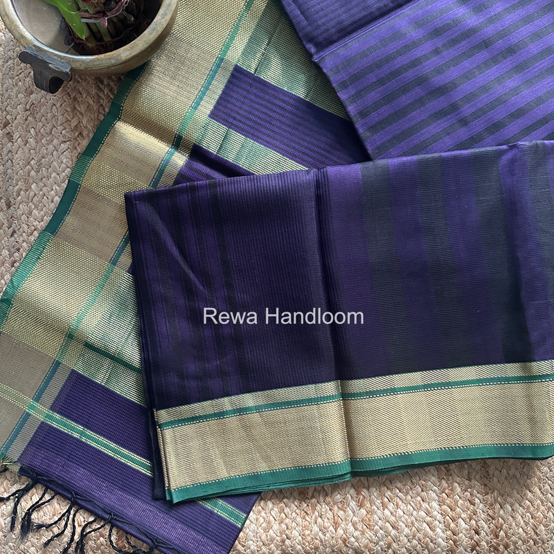 Exclusive Maheswari Self Checks Purple Saree MCS089