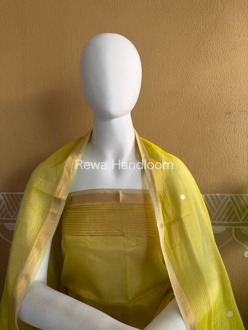 Maheshwari Lemon Yellow Tissue Top Dupatta Sets TBTS106