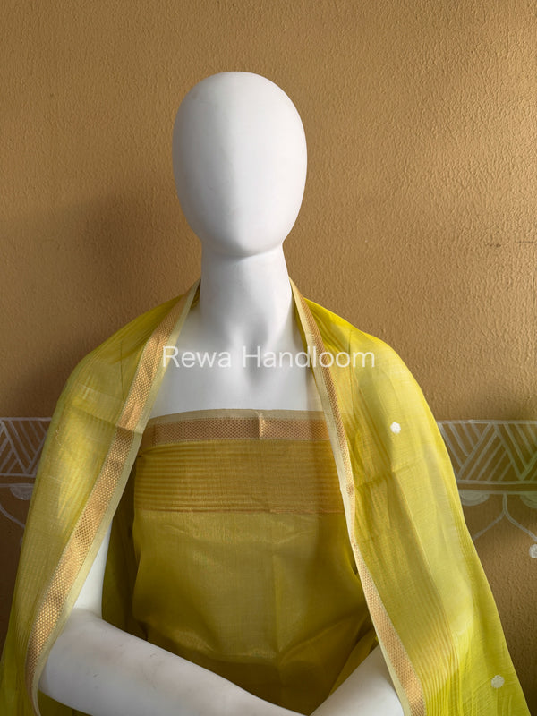 Maheshwari Lemon Yellow Tissue Top Dupatta Sets TBTS106