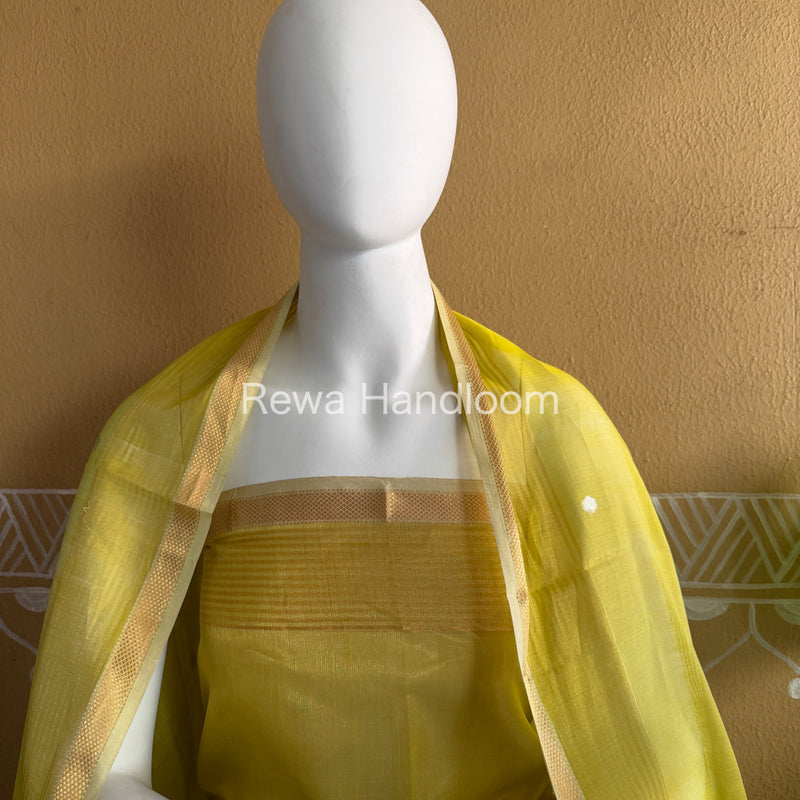 Maheshwari Lemon Yellow Tissue Top Dupatta Sets TBTS106