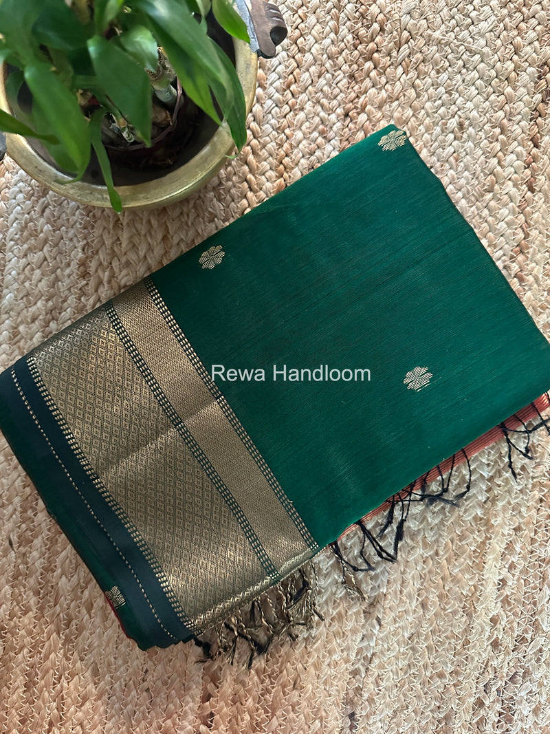 Maheshwari Green Flower Butti Saree JBS088