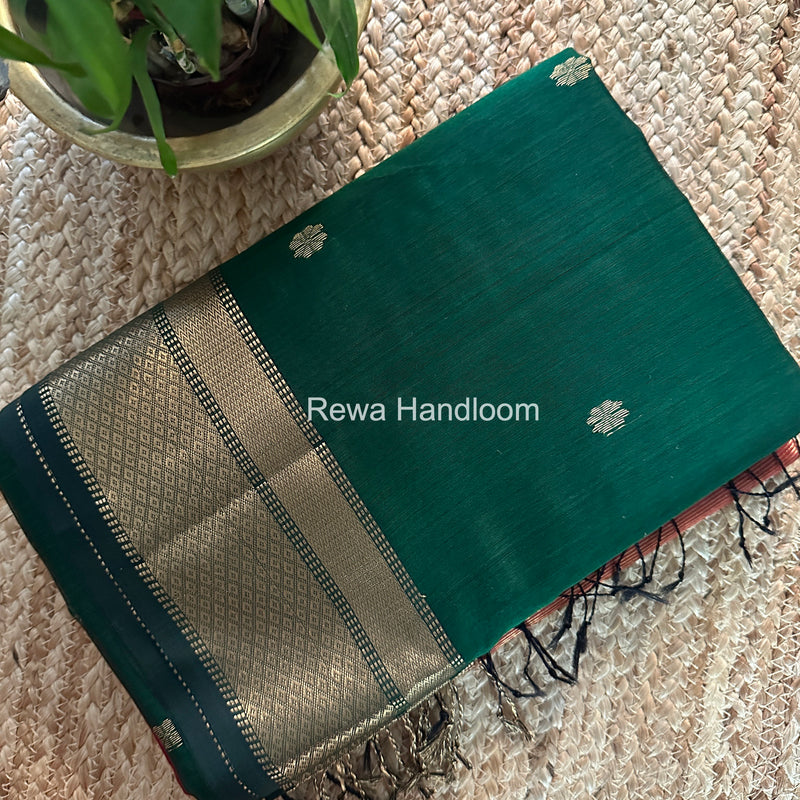 Maheshwari Green Flower Butti Saree JBS088
