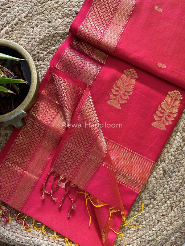 Butta Pallu Zari Border Saree ~ Maheshwari Saree