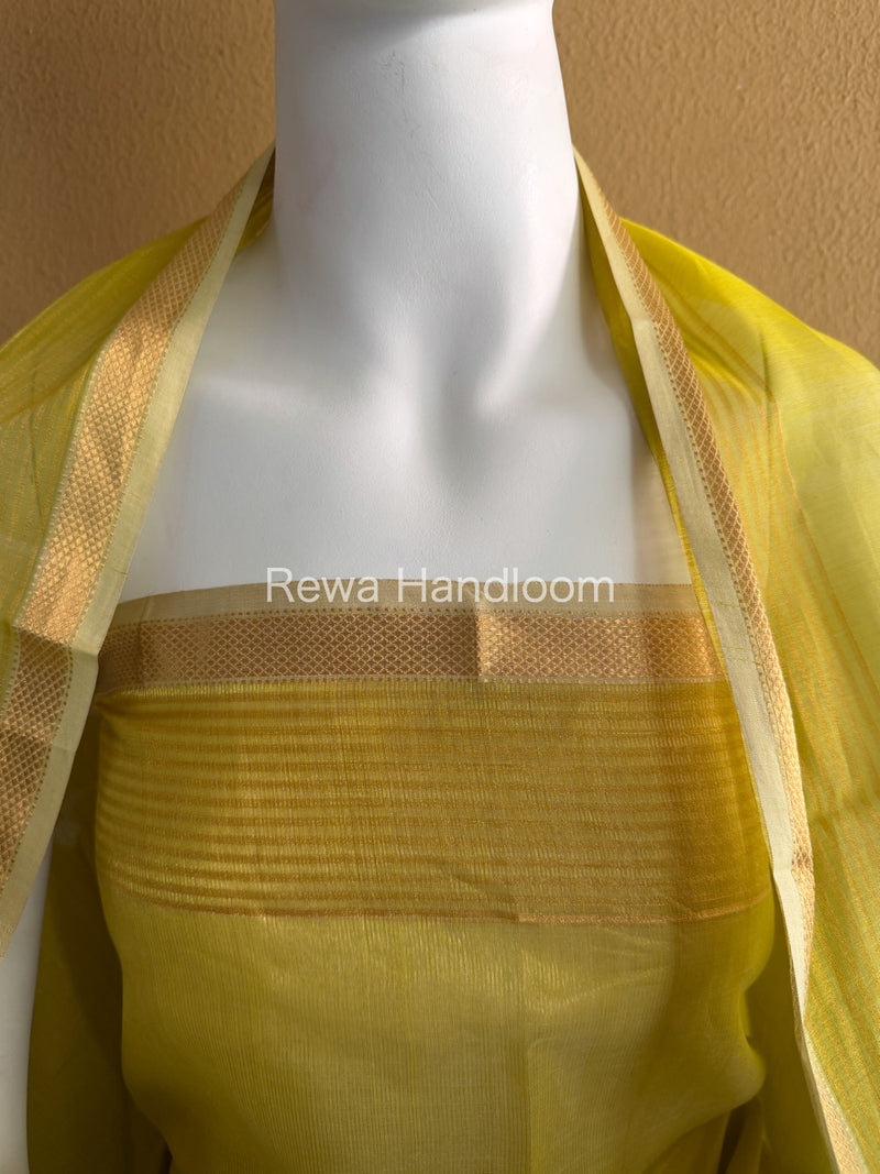 Maheshwari Lemon Yellow Tissue Top Dupatta Sets TBTS106
