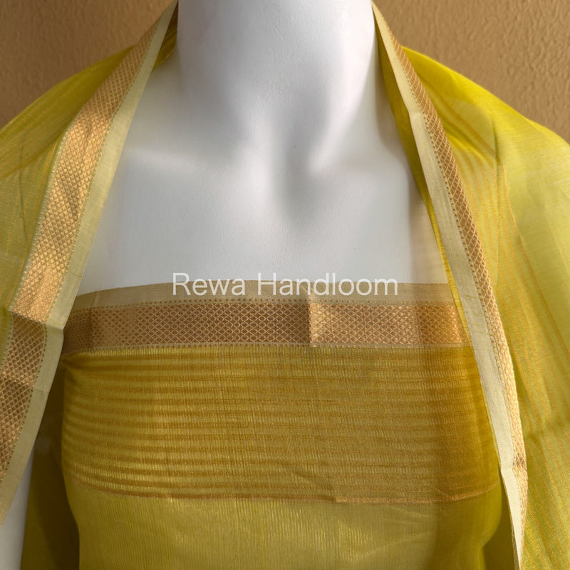 Maheshwari Lemon Yellow Tissue Top Dupatta Sets TBTS106