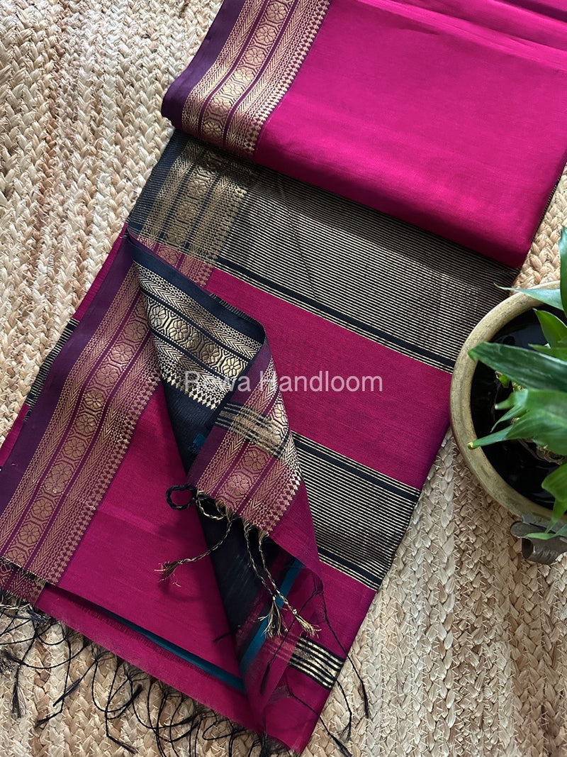 Maheshwari Zari Border Plain Saree