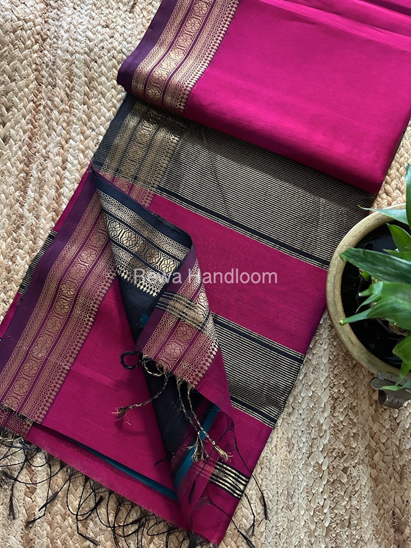 Maheshwari Zari Border Plain Saree