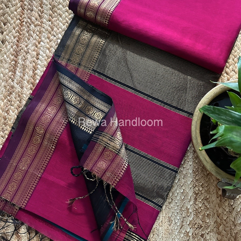 Maheshwari Zari Border Plain Saree