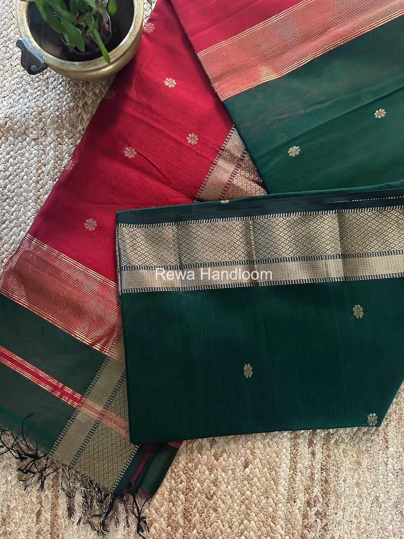 Maheshwari Green Flower Butti Saree JBS088