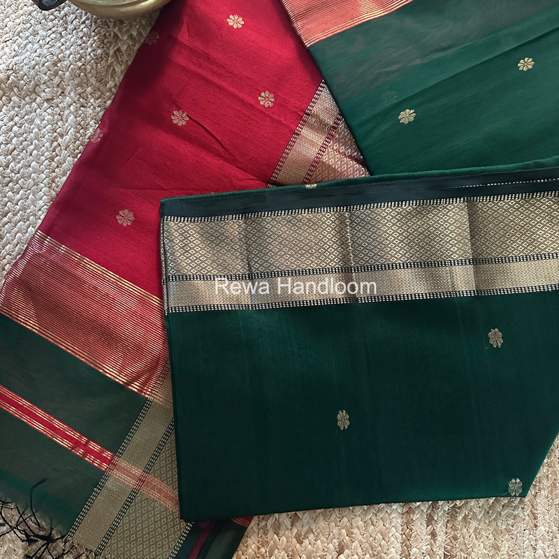 Maheshwari Green Flower Butti Saree JBS088