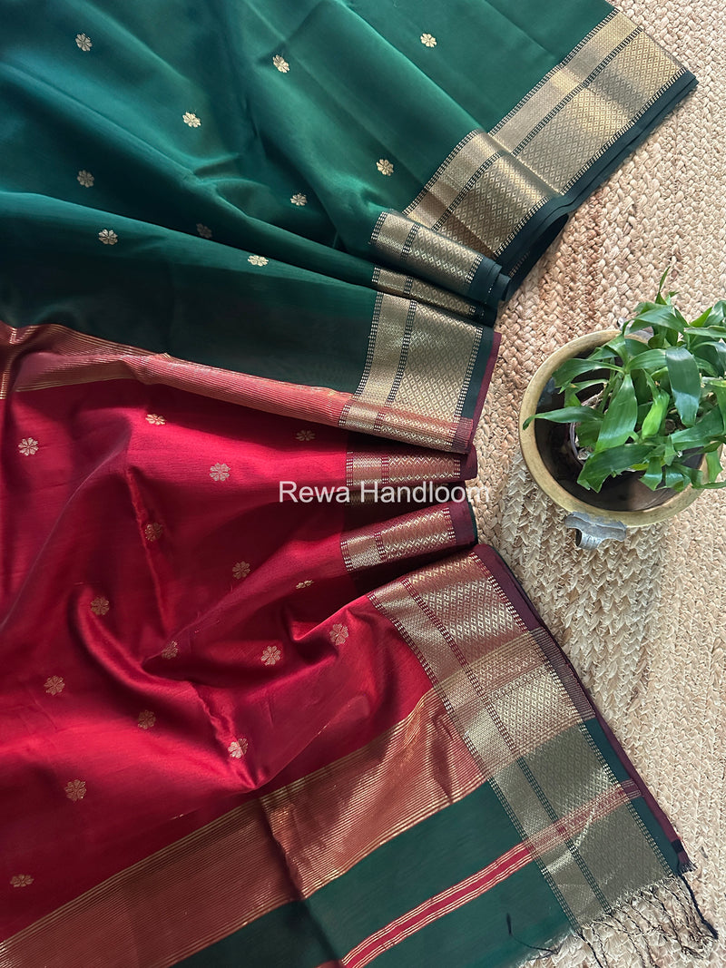 Maheshwari Green Flower Butti Saree JBS088
