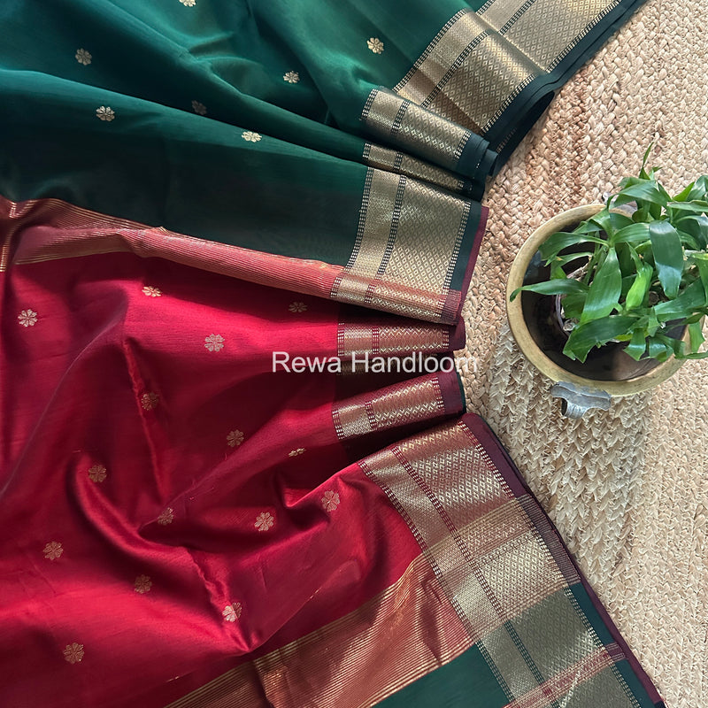 Maheshwari Green Flower Butti Saree JBS088