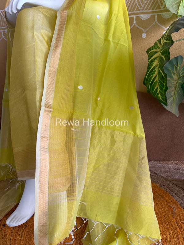 Maheshwari Lemon Yellow Tissue Top Dupatta Sets TBTS106