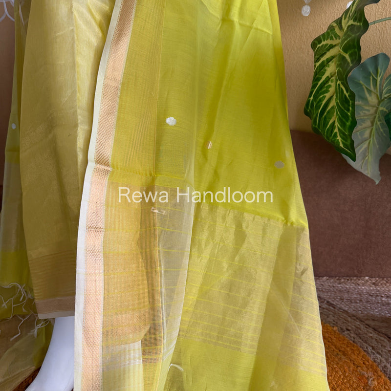 Maheshwari Lemon Yellow Tissue Top Dupatta Sets TBTS106