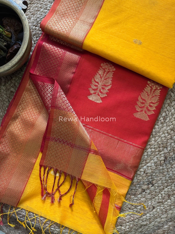 Butta Pallu Zari Border Saree ~ Maheshwari Saree