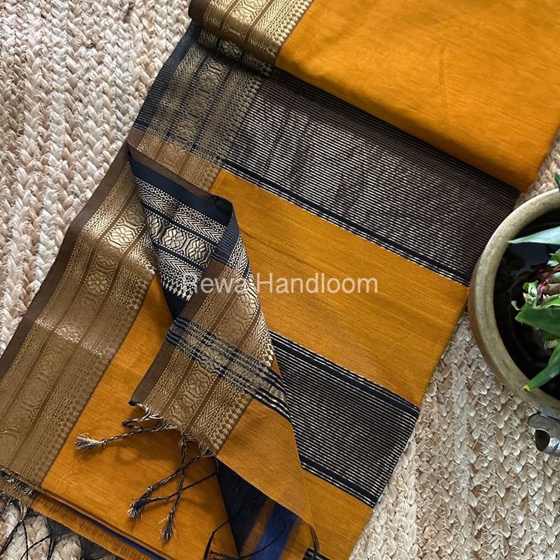 Maheshwari Zari Border Plain Saree